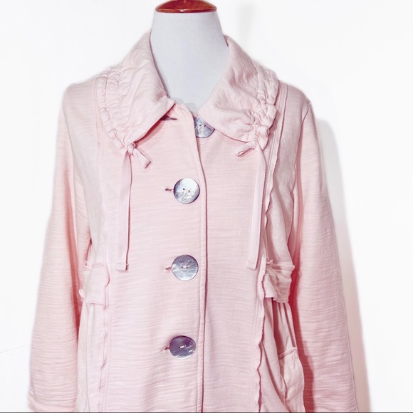 SOLD-Neon Buddha Pastel Pink Casual Lightweight Spring Jacket - Picture 4 of 10